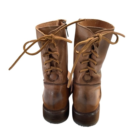 BED STU Women’s CHESHIRE BOOT Tan Glove Leather Lace Up Detail Combat Boots 8 - Picture 2 of 13